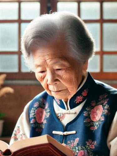 老人家看书