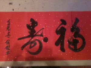 元宵节中国书法协会参加纽约华埠的庆祝活动.免费写挥春.福字.这是本人写的.你觉如何.该顶或该赞.看后请给意见.谢了